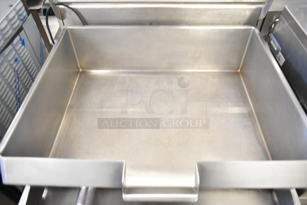 Cleveland BPAN-1001 commercial floor-style braising pan, stainless steel, gently used, clean interior, robust design.