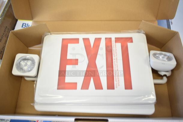 BRAND NEW 6952RCBOFI CLS 02-CEMRW red LED exit sign/emergency light combo, adjustable arrows, Ni-Cad battery backup.