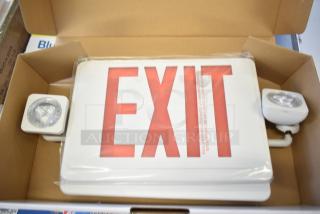 BRAND NEW 6952RCBOFI CLS 02-CEMRW red LED exit sign/emergency light combo, adjustable arrows, Ni-Cad battery backup.