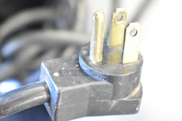 Close-up of a power plug for the Beverage Air WTR72AY cooler, 115 volts, 1 phase.