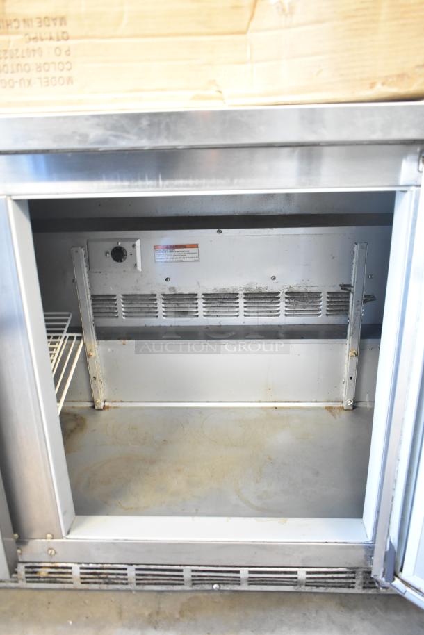 Beverage Air WTR72AY commercial undercounter cooler, 3 doors, 115V, 1 phase, stainless steel, interior shelving, fair condition.