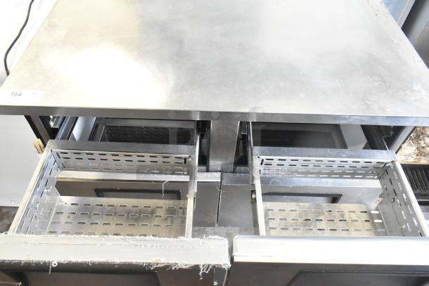 True TUC-48D-4 undercounter cooler with 4 drawers on casters, stainless steel, 115V, 1 phase, good condition.
