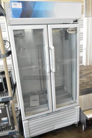 Brand new KoolMore KM-MDR-2GD-35 commercial cooler, 2 glass doors, commercial casters, 115V, 1 Phase. Scratch and dent condition.