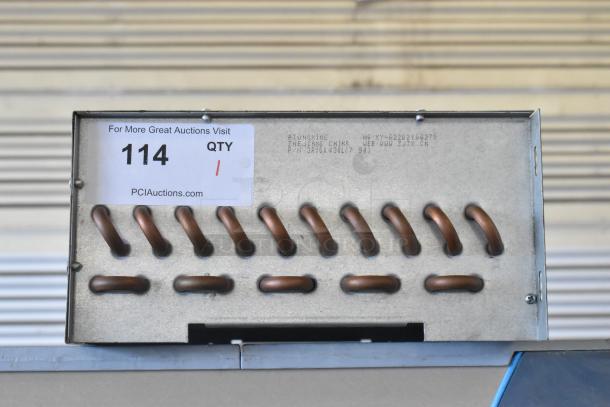 Brand new Avantco 17811539HC condenser coil for SS-2, SS-3, GDC40 models; scratch and dent condition. Auction tag visible.