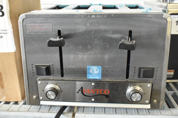 Brand new Avantco 184THD27208 commercial toaster with wide slots. Medium-duty, 4-slice, 208V, features bread/bagel settings.