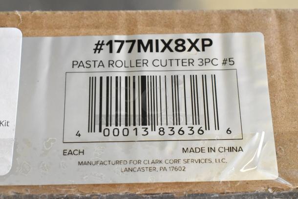 Brand new Avantco 177MIX8XP pasta roller/cutter 3pc attachment kit with scratch and dent marks for MIX8 mixers.