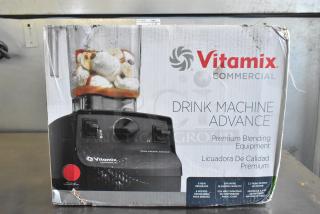 Brand new Vitamix 62825 Drink Machine Advance, red, 2.3 hp, 48 oz container. Box shows scratch and dent. Model 177MIX8XP.