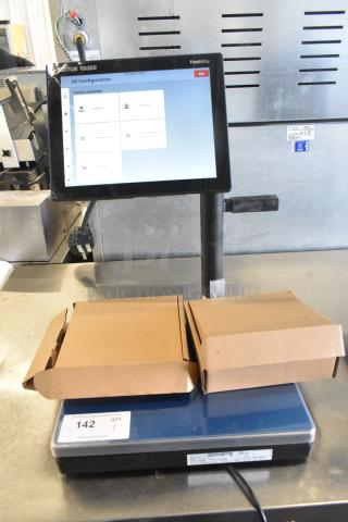 Brand new Mettler Toledo FreshWay AM-6127C digital produce scale, tested, 100-240V, 1-phase, with OS configuration screen.