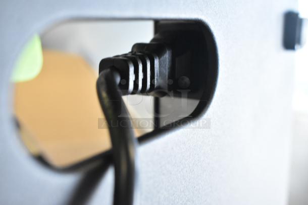 Close-up of the power cord connection on a Mettler Toledo FreshWay AM-6127C digital produce scale. New condition.