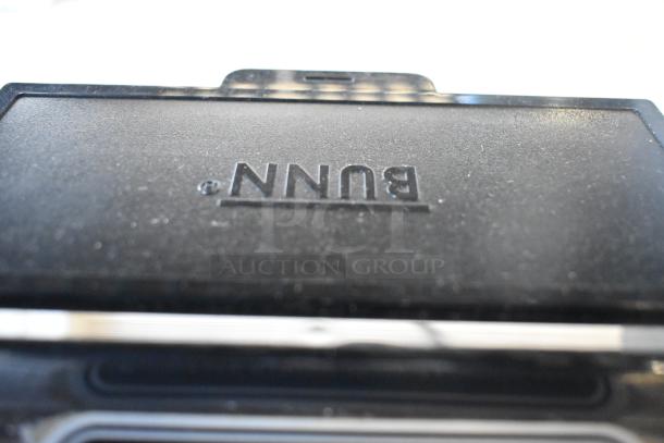 2017 Bunn VPR black 12-cup pourover coffee brewer with 2 warmers, model 33200.0002. Visible "Bunn" logo. 120 volts, 1 phase.