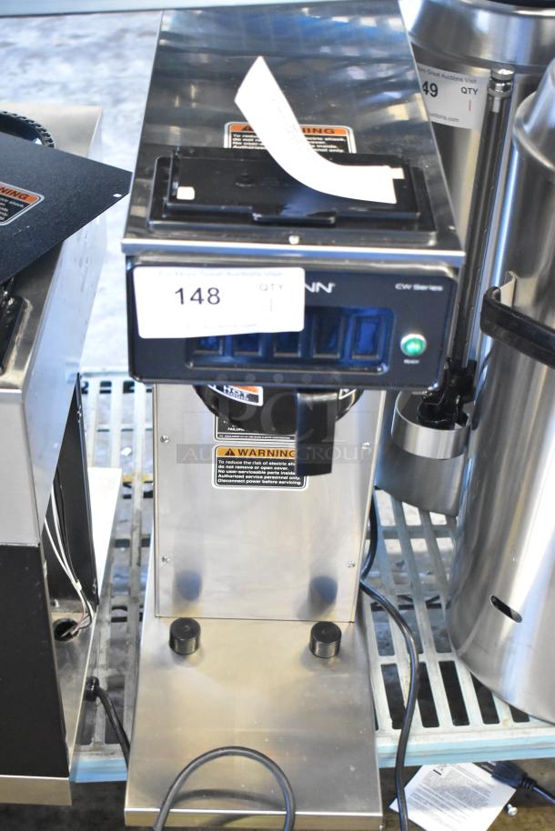 Brand new Bunn CW15-APS pourover airpot coffee brewer, 2025 model, 120 volts, slight scratches, warning label visible.