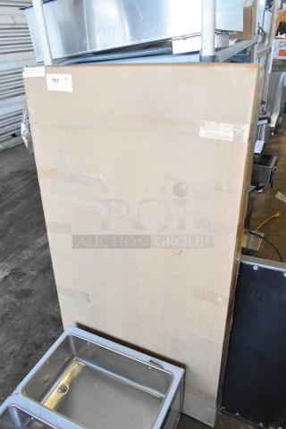 BRAND NEW Geneva 262 Oval Rimless Mirror Food Display Tray, 24"x48", in original packaging. Some packaging dents visible.