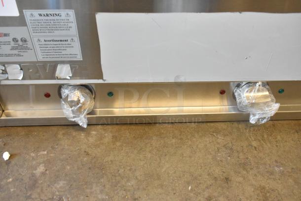 Brand new 2025 ServIt 423EST3WSPB steam table, three pan sealed well, 120V, 1 phase, minor scratches, control knobs wrapped.