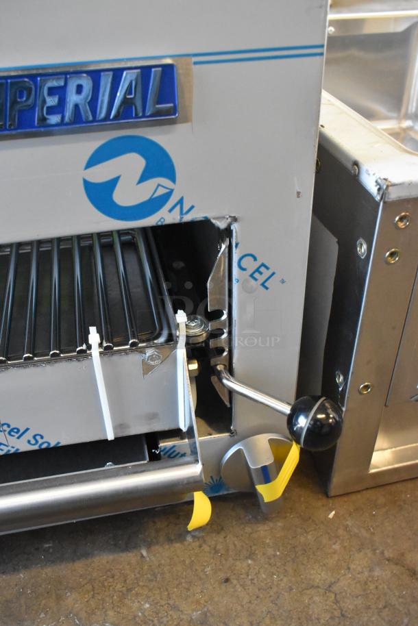 Brand new Imperial IRSB-36 salamander broiler, 36" natural gas, 40,000 BTU; minor scratch and dent visible on side.
