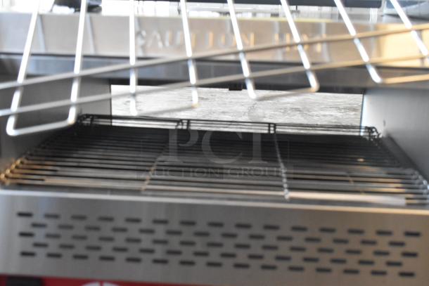 Brand new Avantco 184T3600B 14.5" conveyor toaster, 3" opening, 1200 slices/hour, 208V, 1 phase, slight scratch and dent.