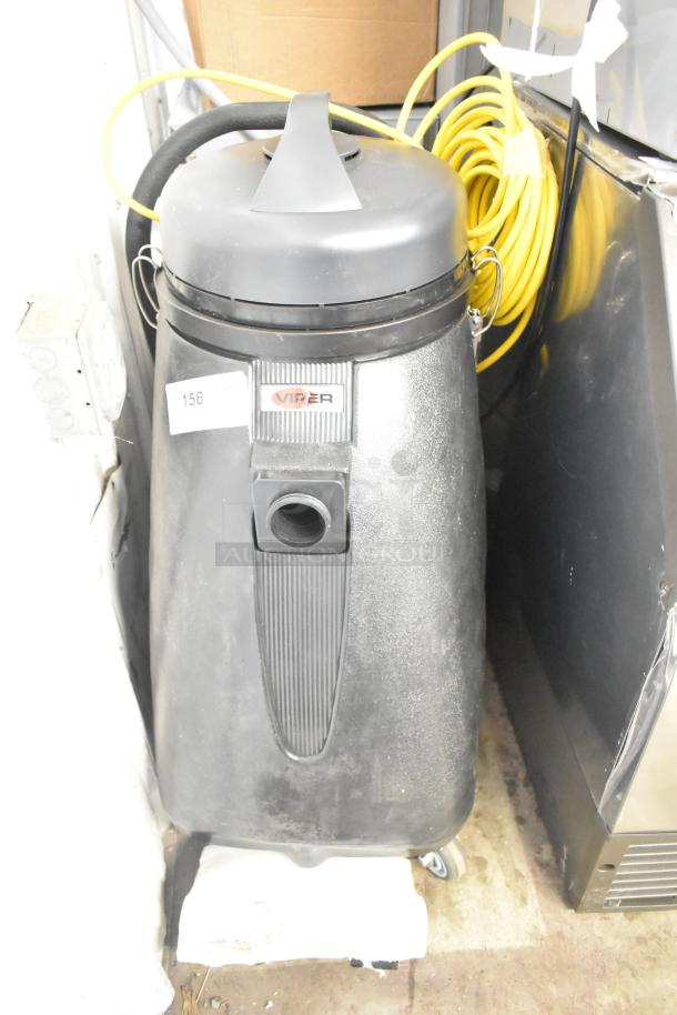 Viper SN18WD Shovelnose Wet/Dry Vacuum, 120V, 1 Phase, black with visible branding, coiled yellow cord, used condition.