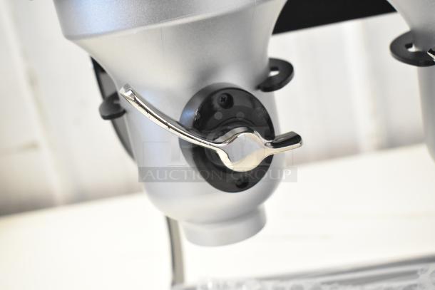 IDM Countertop 3 Well Dry Goods Dispenser, featuring a sleek chrome lever, ideal for bulk dispensing, new condition.