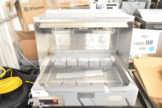 Brand new Hatco GRFHS-26 Glo-Ray 26" portable fry holding station. Features visible minor scratches. Powered by 120 volts, 1 phase.