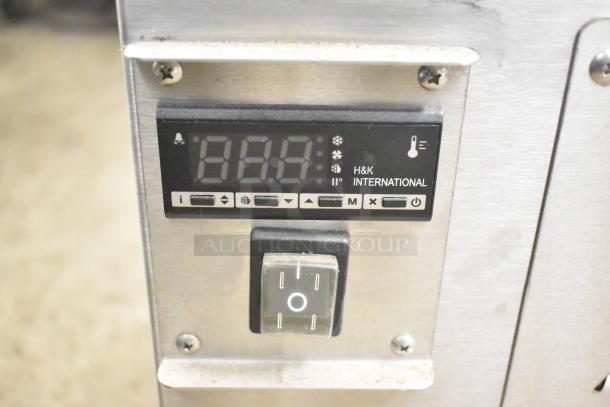 BRAND NEW H&K 52473-1 stainless steel commercial fryer freezer, digital display, 115V, 1 phase, on commercial casters.