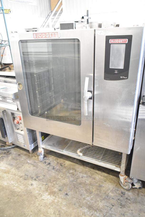 Blodgett 102/BCM2.10 commercial combi convection oven, natural gas, glass door, on commercial casters, well-maintained.