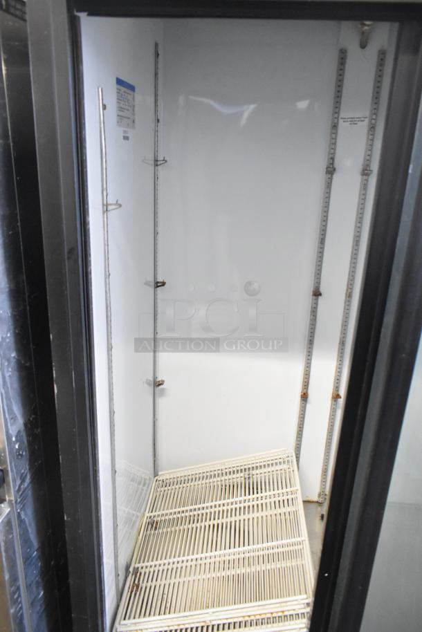 Beverage Air MT38 cooler, 2-door, commercial-grade, reach-in merchandiser, 115V, 1 phase, interior shelves, good condition.