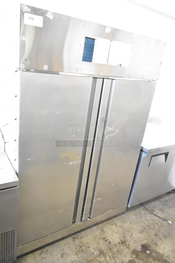 2021 COW800 Commercial 2 Door Reach In Cooler, 115 Volts, 1 Phase, stainless steel, untested due to plug style.