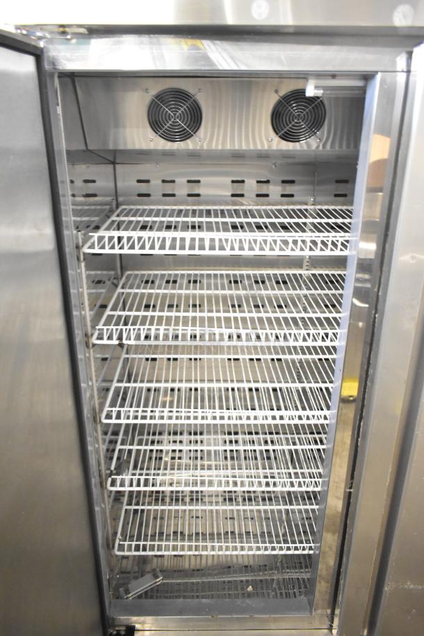 2021 COW800 Commercial 2 Door Reach In Cooler, 115 Volts, Model COW800, untested due to plug style, features multiple shelves.