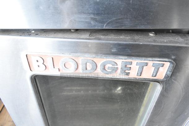Blodgett commercial convection oven, full-size, view-through solid door, thermostatic controls, visible brand logo.