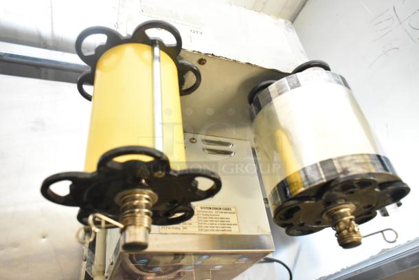 Leadway ET-99SU cup sealing machine, metal construction, countertop model, 110/120V, visible error code label.