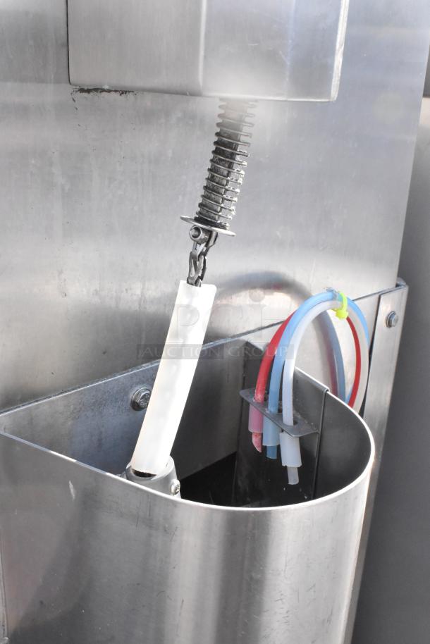 CMA AH-2 Commercial pass-through dishwasher, stainless steel, 115V, 1 Phase, visible wiring and connectors, used condition.