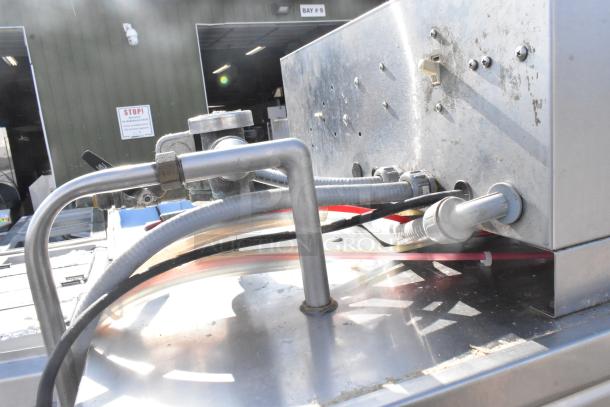 CMA AH-2 commercial pass-through dishwasher, metal exterior, visible pipes and hoses, 115 volts, 1 phase.