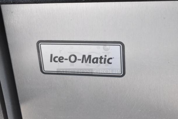 Ice-O-Matic Commercial Ice Bin, stainless steel exterior, brand logo visible, excellent condition for restaurant use.