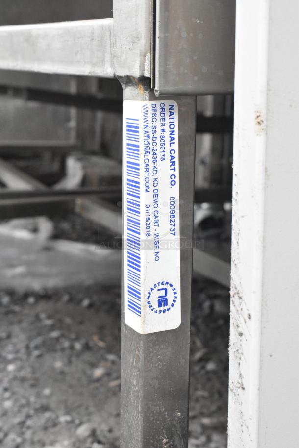 Commercial table with drawer, undershelf, and casters. Visible label: National Cart Co., order# 0050178.