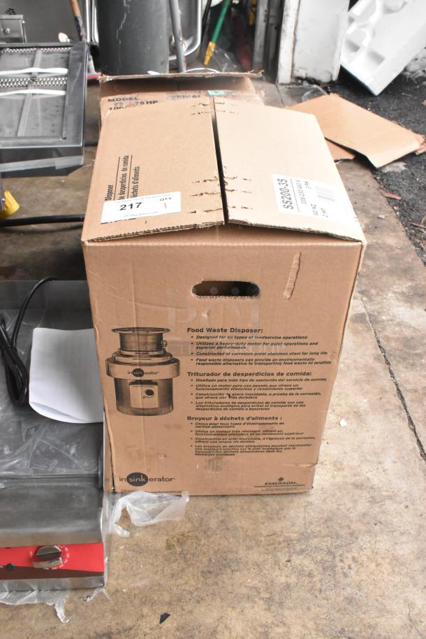 2022 InSinkErator SS-200-35 commercial garbage disposer in box. Scratch and dent. Model SS-200-35, 208/230/460V, 3 Phase.