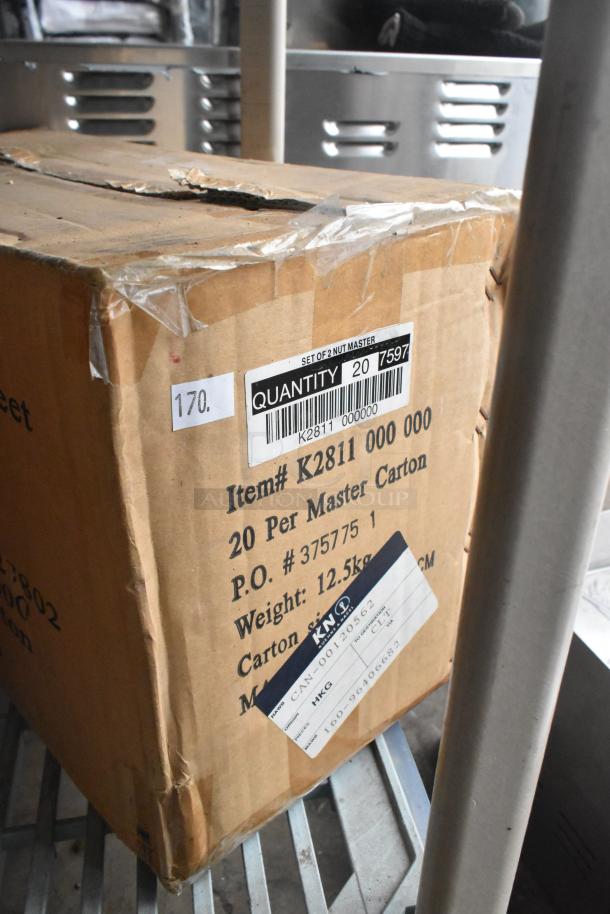 Cardboard box of K2811 Nut Master Nutcracker/Bottle Opener. Slightly damaged. Contains 20 units per master carton. Weight: 12.5kg.