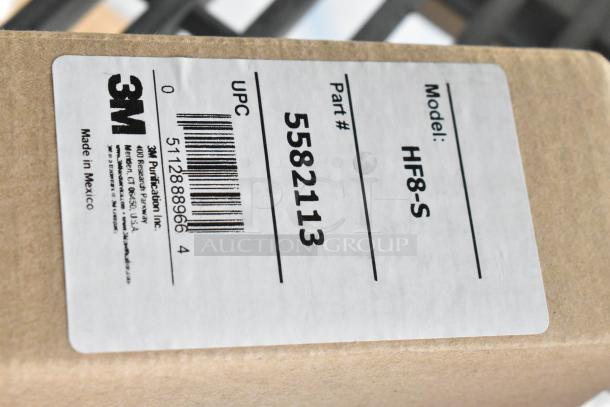 Brown box labeled with 3M model HF8-S, part #5582113, made in Mexico. Contains barcode and 3M Purification Inc. info.