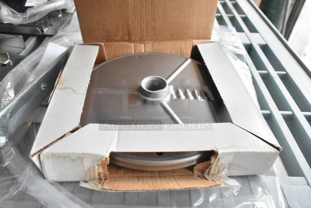 Boxed Robot Coupe food processor blade, new condition, part of a lot with 9 items including 17828021RC and Bunn hose.