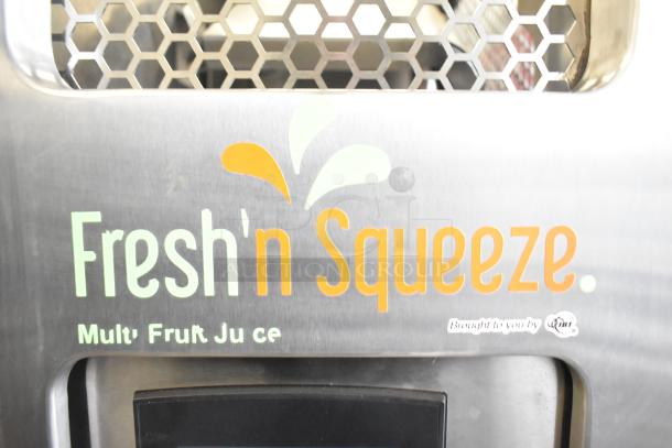 JBT 2ND-GEN-MFJ-HE Fresh N Squeeze citrus juicer, commercial floor style, stainless steel, 115V, 1 phase, branding visible.