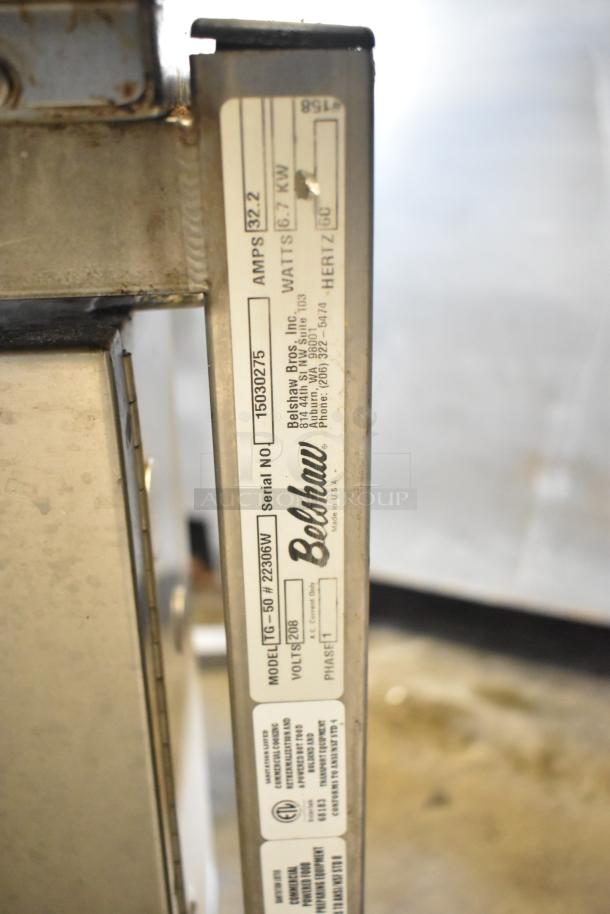 Belshaw Adamatic TG-50 stainless steel thermoglazing station on casters, 208V, 1-phase, serial no. 15030275, in used condition.