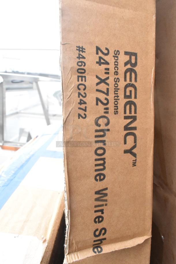 Regency 24"x72" chrome wire shelf, new scratch and dent, in box. Visible label: #460EC2472.