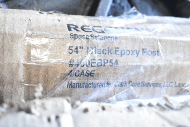Regency 54" Black Epoxy Post box, labeled #460EBP54, showing packaging details. New scratch and dent item.
