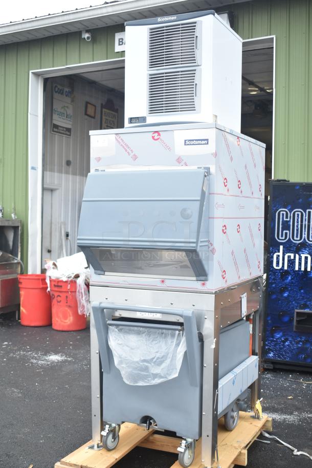 BRAND NEW 2025 Scotsman FS1222AX-32A Flake Ice Machine with stand and cart. Scratch and dent condition. 208/230V, 1 Phase.