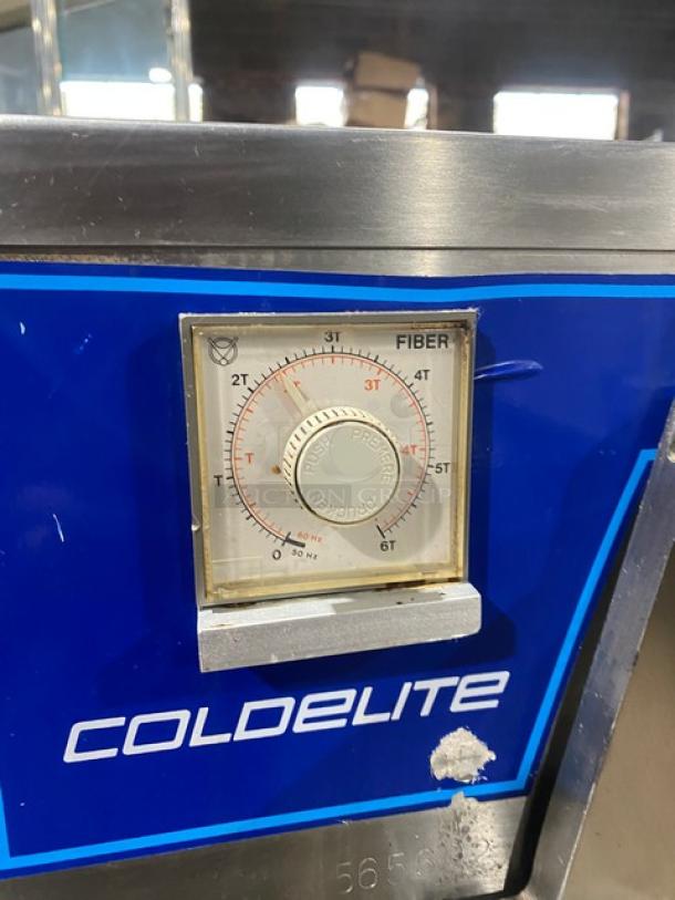 ColdElite Lab500 Gelateria 2-speed ice cream batch freezer in stainless steel, features timer, on casters. Model SN: 565602.