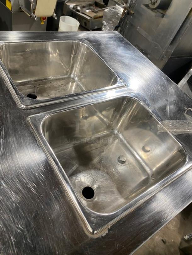 Elvaria Model 515 stainless steel soft serve machine, twin hoppers, three dispensers, on casters, 220-240V, commercial use.