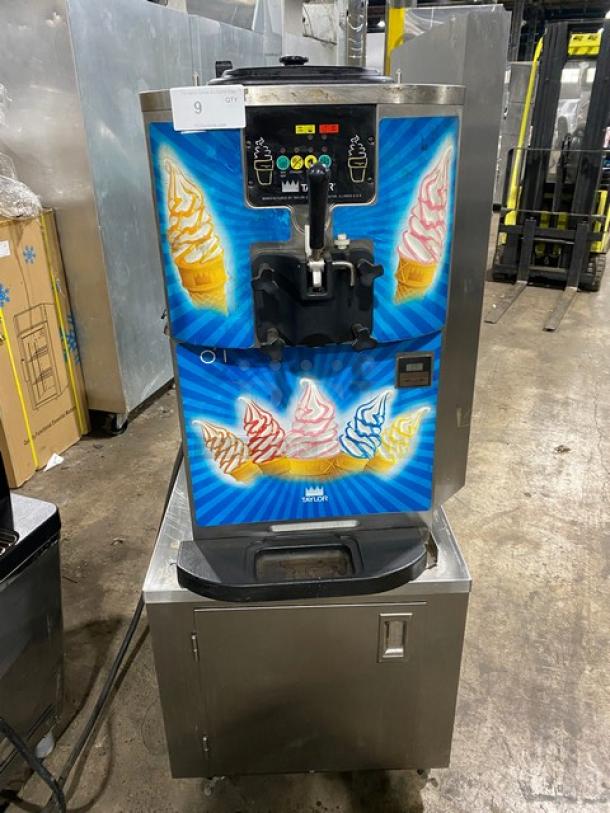 Taylor C707-33 stainless steel single flavor soft serve machine with single hopper, 208-230V 3 phase, excellent condition.