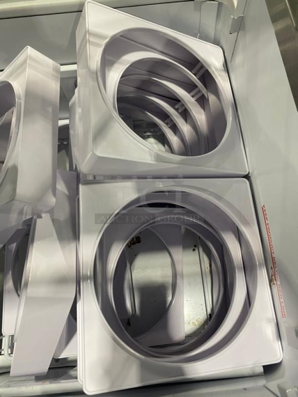 Global Baskin Robin's Style white dipping cabinet, model CKDC87VBR, with tub holders and dual lift-open doors.