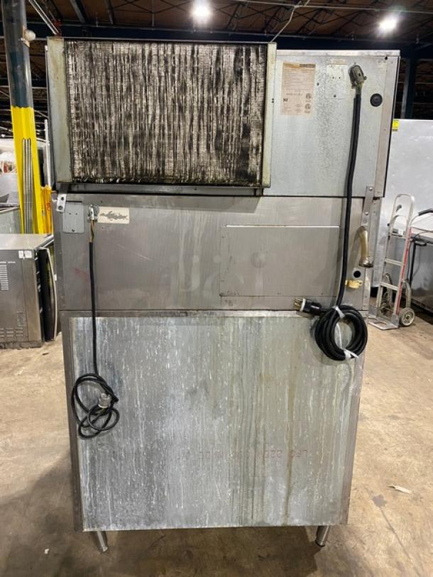Kold-Draft GB561AC commercial ice machine, stainless steel, air-cooled, on legs, 115V 1 Phase, visible wiring, and wear.
