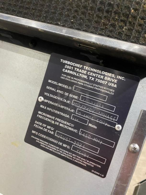 TurboChef ECO commercial electric oven, stainless steel, 2021 model, rapid cook, serial ECOD01573, 208/240V 1 phase.