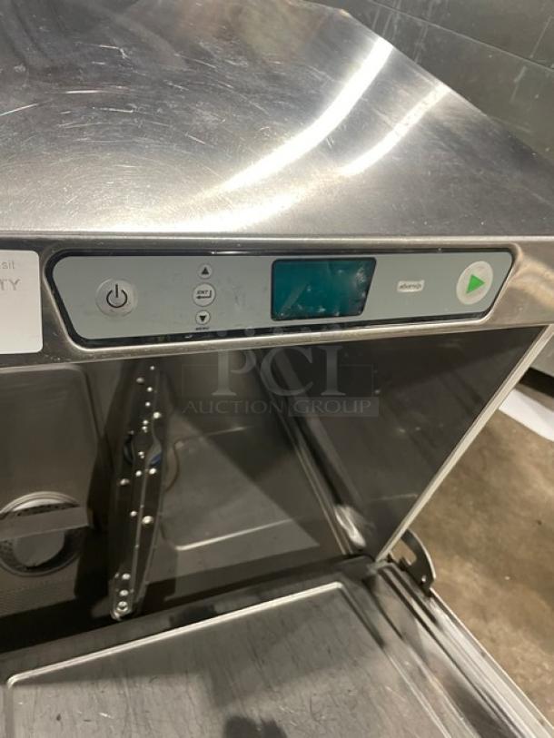 Hobart Advansys LXe LXER commercial dishwasher, stainless steel, high-temperature, Energy Star certified, on legs, SN: 231197909.