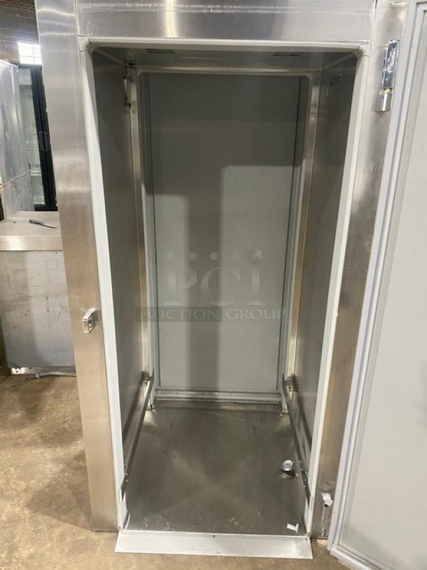 Victory Commercial Stainless Steel Pass-Thru Refrigerator, Model RIS-1D-S7-PT, solid door, roll-in style, SN M0391561, 115V, 1 Phase.